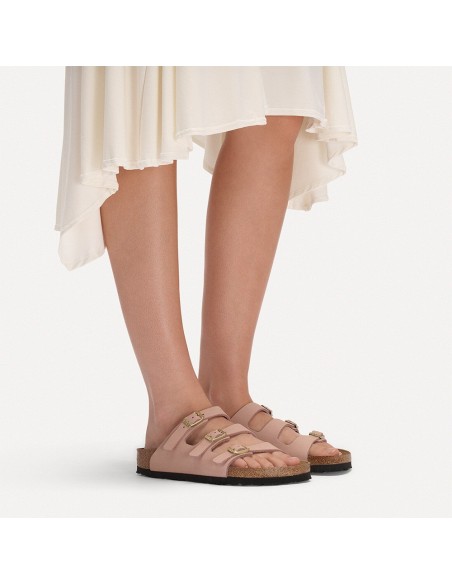 Birkenstock Florida Nubuck Soft Pink Femme Sandales - 1031813