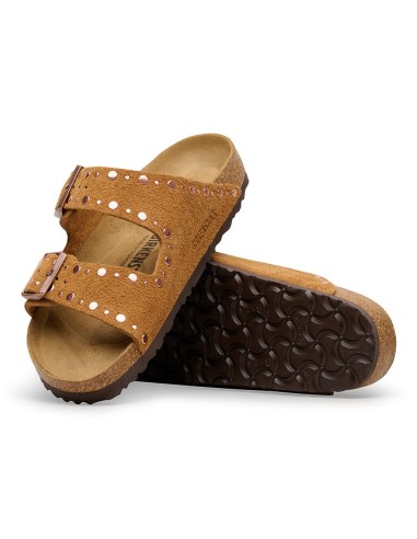 Mules femme Birkenstock Arizona Rivets suede leather cognac 1031731