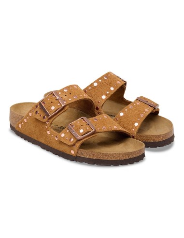 Mules femme Birkenstock Arizona Rivets suede leather cognac 1031731