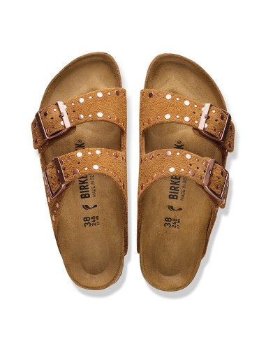Mules femme Birkenstock Arizona Rivets suede leather cognac 1031731