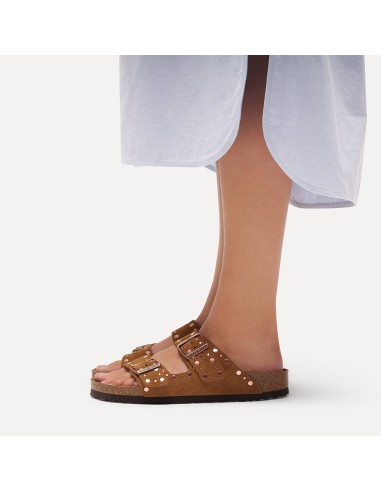 Mules femme Birkenstock Arizona Rivets suede leather cognac 1031731
