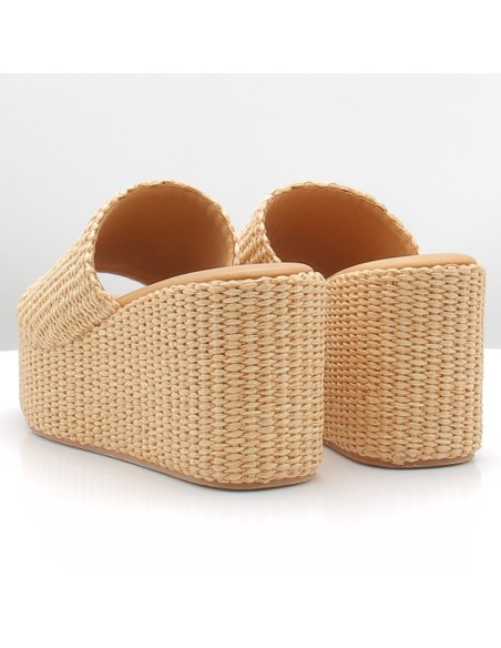Sandro Rossi 4284 Raffia Naturale – Mules Compensées Femme
