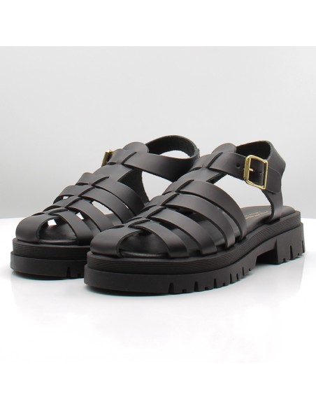 Sandales Femme Sandy Shoes Cuir Noir - 1706