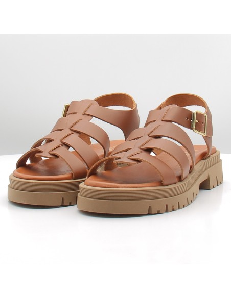 Sandales Femme Sandy Shoes Cuir Camel - 1743