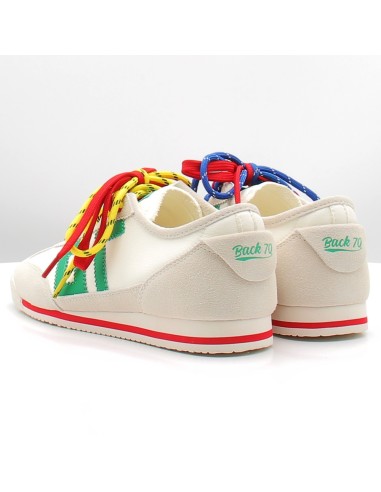 Sneakers femme Back 70 modèle Leon blanc vert lacets multicolores