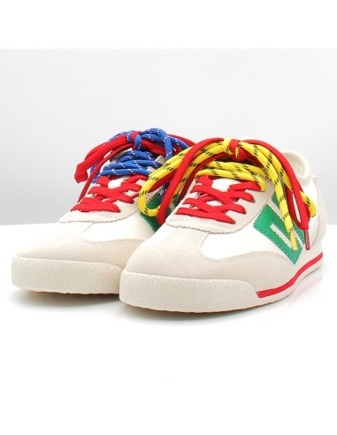 Sneakers femme Back 70 modèle Leon blanc vert lacets multicolores