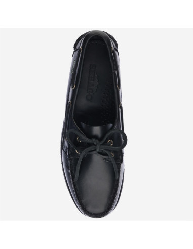 Sebago Ranger Waxy Noir femme – Chaussures bateau en cuir avec semelle crantée