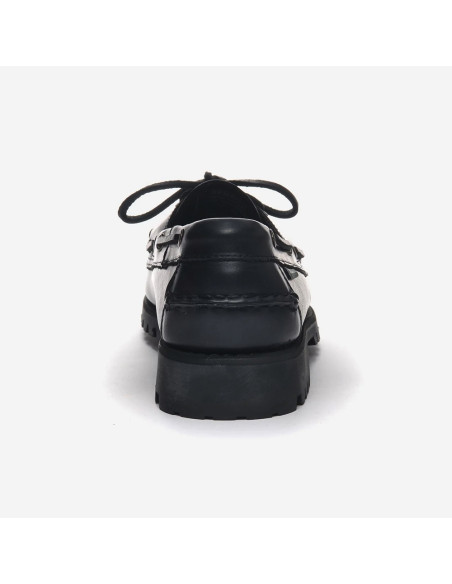 Sebago Ranger Waxy Noir femme – Chaussures bateau en cuir avec semelle crantée