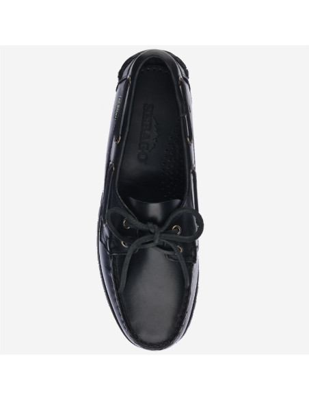 Sebago Ranger Waxy Noir – Chaussures Bateau Homme à Semelle Crantée