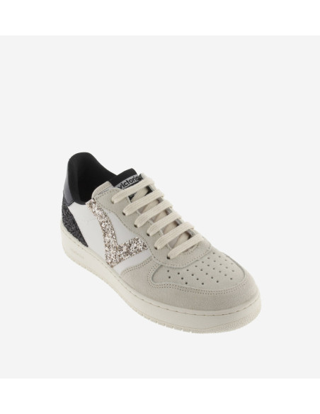 Baskets de Ville femme Victoria beige blanc pailleté 1258271-22