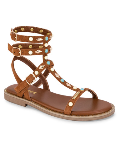 Sandales Femme Corika Camel – Sandales Cloutées Style Spartiate