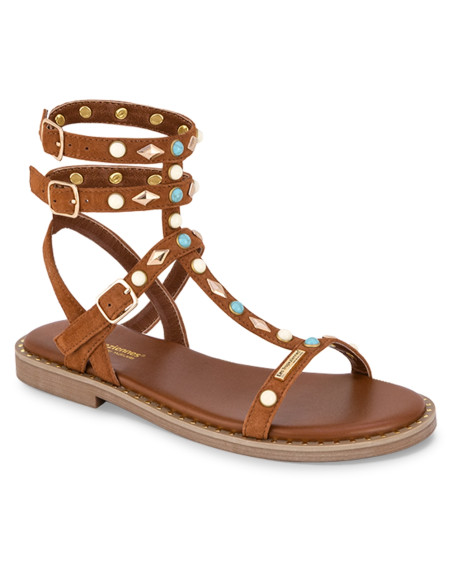 Sandales Femme Corika Camel – Sandales Cloutées Style Spartiate