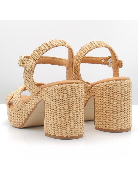 Sandales femme Sandro Rosi talon raphia naturel 4758