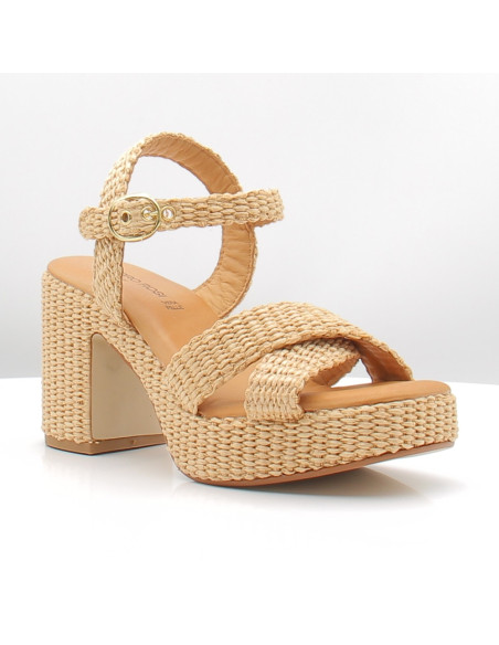 Sandales femme Sandro Rosi talon raphia naturel 4758
