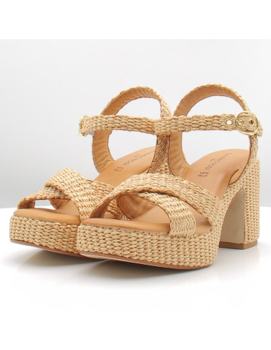 Sandales femme Sandro Rosi talon raphia naturel 4758