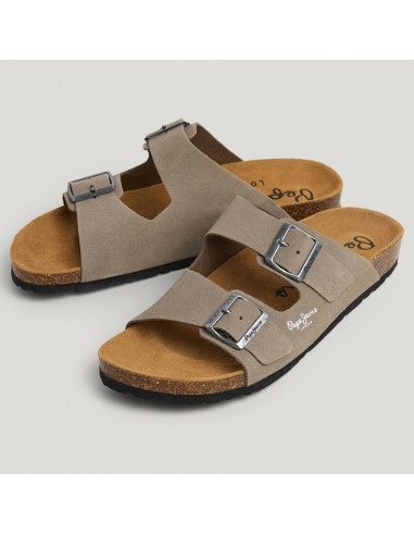Mules Homme Suède Kaki Green Bio | Confort Anatomique PMS90112-836