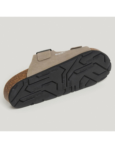 Mules Homme Suède Kaki Green Bio | Confort Anatomique PMS90112-836