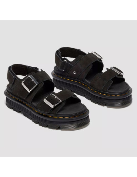 Sandales Dr Martens Zebzag noir suède plateforme velcro mixte