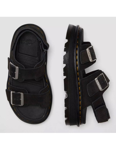 Sandales Dr Martens Zebzag noir suède plateforme velcro mixte