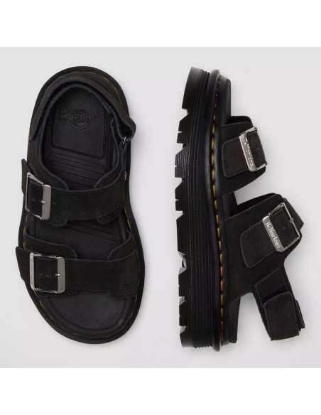Sandales Dr Martens Zebzag noir suède plateforme velcro mixte