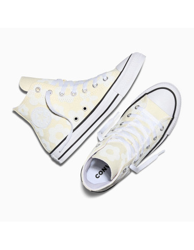 Sneakers Converse CTAS Hi jaune fleurs brodées mixte toile
