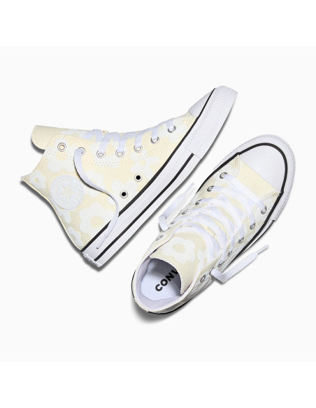 Sneakers Converse CTAS Hi jaune fleurs brodées mixte toile