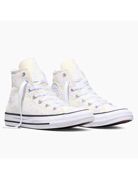 Sneakers Converse CTAS Hi jaune fleurs brodées mixte toile