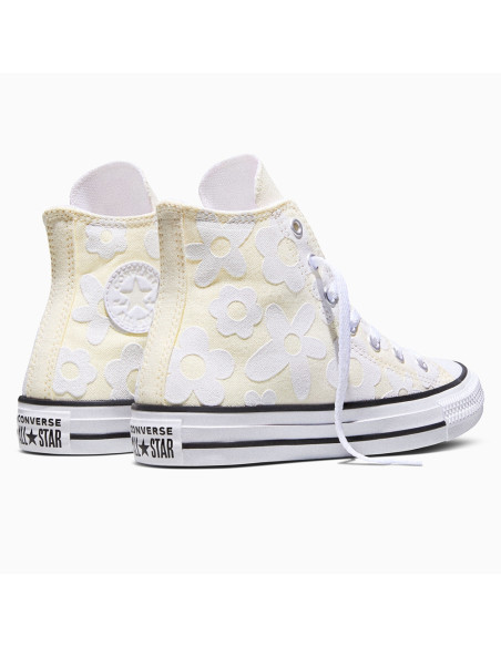 Sneakers Converse CTAS Hi jaune fleurs brodées mixte toile