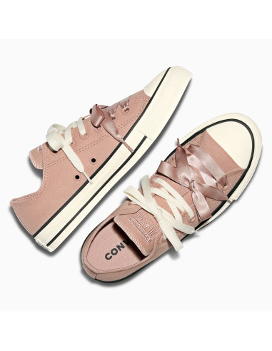 Sneakers Converse CTAS Ox vieux rose lacets satin femme chic