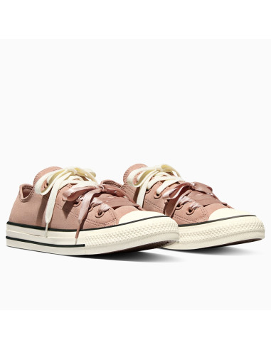 Sneakers Converse CTAS Ox vieux rose lacets satin femme chic