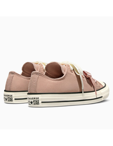 Sneakers Converse CTAS Ox vieux rose lacets satin femme chic
