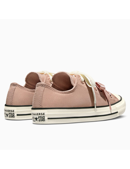 Sneakers Converse CTAS Ox vieux rose lacets satin femme chic