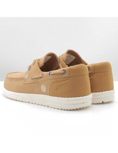 Chaussures bateau Serge Blanco beige homme semelle mouchetée