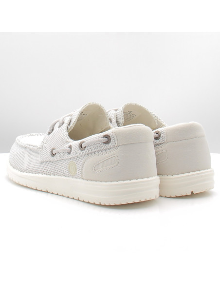 Chaussures bateau Serge Blanco blanc homme toile été confort