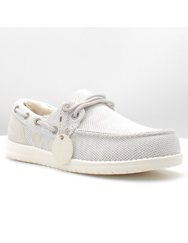 Chaussures bateau Serge Blanco blanc homme toile été confort