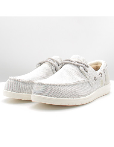 Chaussures bateau Serge Blanco blanc homme toile été confort