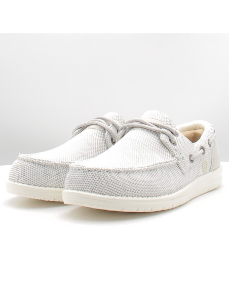 Chaussures bateau Serge Blanco blanc homme toile été confort