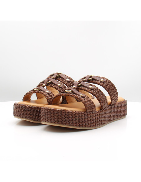 Sandales Sandro Rossi 4691 marron raphia plateforme femme