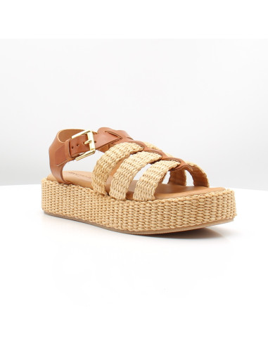 Sandales Plateforme Femme Raphia Marron 4706 CUOIO Été
