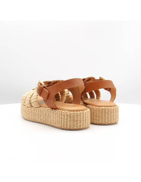 Sandales Plateforme Femme Raphia Marron 4706 CUOIO Été
