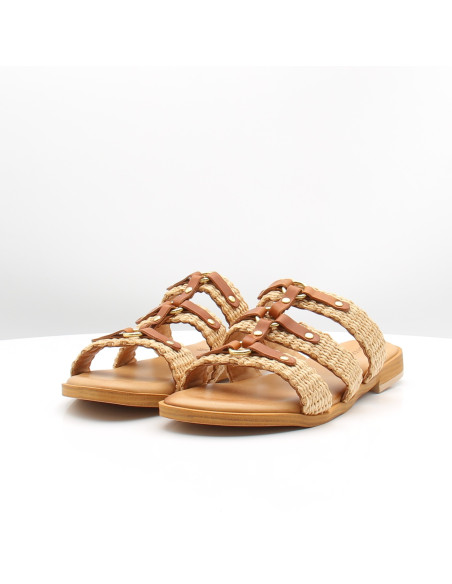 Mules Femme Sandro Rossi 4719 Naturale Rafia Sandales Été