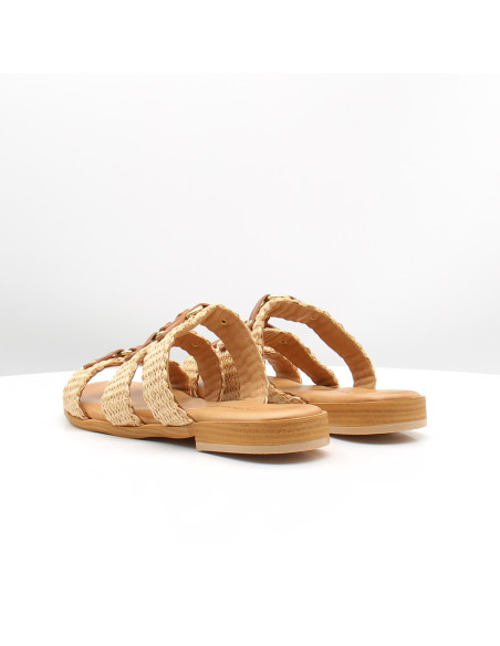 Mules Femme Sandro Rossi 4719 Naturale Rafia Sandales Été