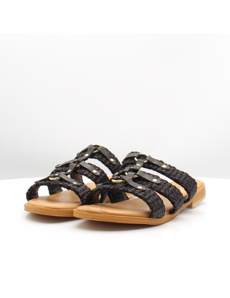 Mules Femme Sandro Rossi 4719 Nero Noir Sandales Plates Chic