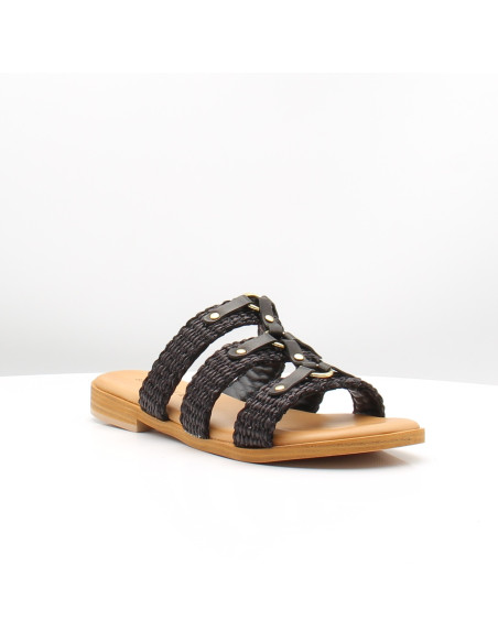 Mules Femme Sandro Rossi 4719 Nero Noir Sandales Plates Chic