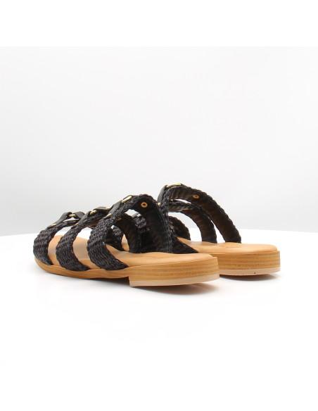 Mules Femme Sandro Rossi 4719 Nero Noir Sandales Plates Chic