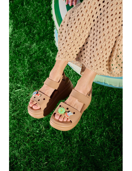 Sandales Compensées Femme Crocs Soho Y Strap Sepia - 211755-2EY