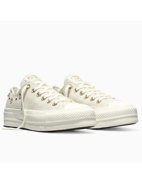 Sneakers Converse CTAS Lift Ox femme écru doré plateforme chic mode