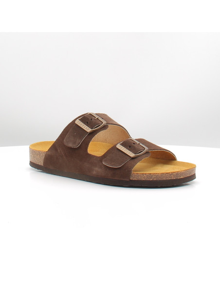 Mules Plakton Beta marron femme double bride confort été casual chic
