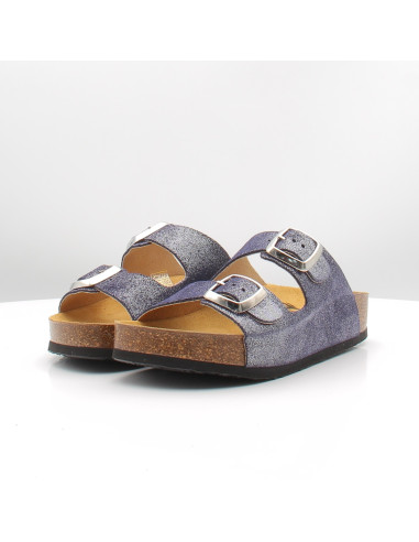 Mules Plakton Cp Beta Square azul femme confort double bride été