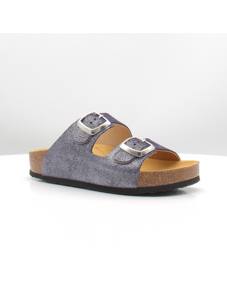 Mules Plakton Cp Beta Square azul femme confort double bride été